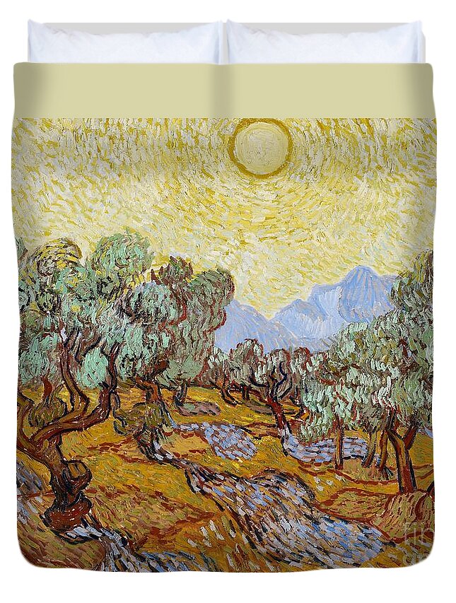 Van Duvet Cover featuring the painting Olive Trees by Vincent Van Gogh