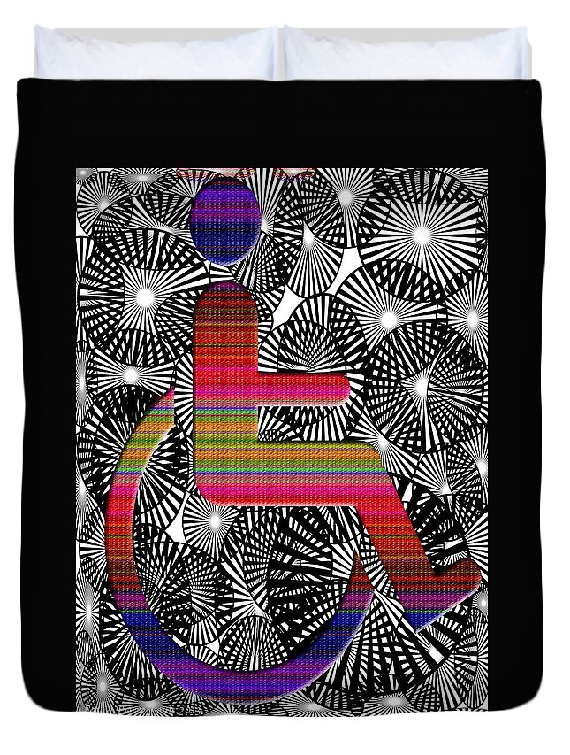 Sign Art Duvet Cover featuring the digital art On Rolling Chair by Laura Pierre-Louis