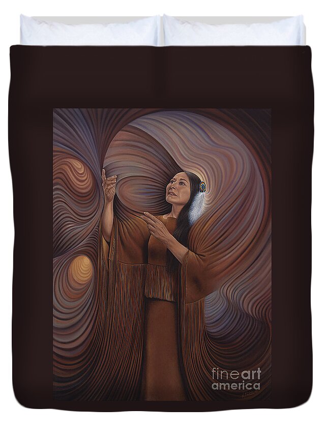 Bonnie-jo-hunt Duvet Cover featuring the painting On Sacred Ground Series V by Ricardo Chavez-Mendez