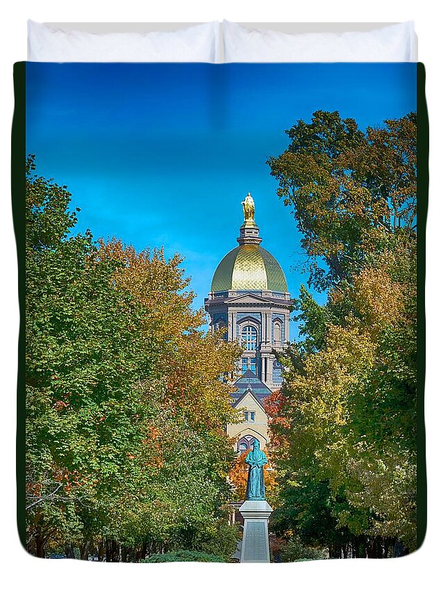 University Of Notre Dame Duvet Cover featuring the photograph On the Campus of the University of Notre Dame by Mountain Dreams