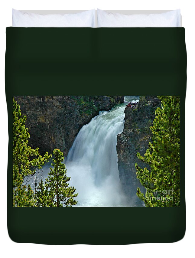 Yellowstone Duvet Cover featuring the photograph On The Edge by Nick Boren