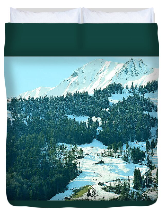 Alps Duvet Cover featuring the photograph On the rock by Felicia Tica