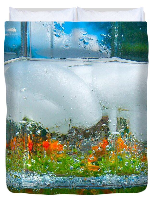 Glass Duvet Cover featuring the photograph On The Rocks by Pamela Clements