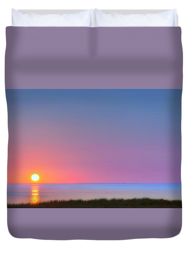 Sunset Duvet Cover featuring the photograph On the Water by Bill Wakeley