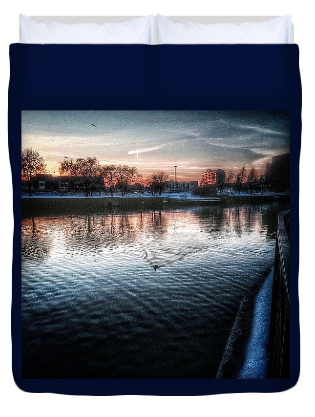 Chicago Duvet Cover featuring the photograph One By Air One By Sea by Nick Heap