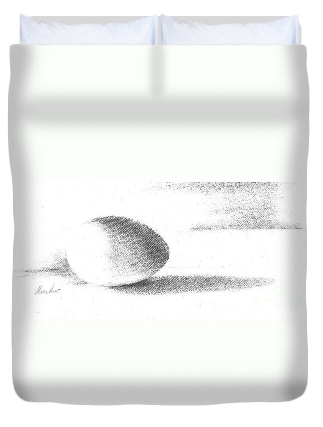 Still Life Duvet Cover featuring the drawing One Egg Only by Maria Hunt