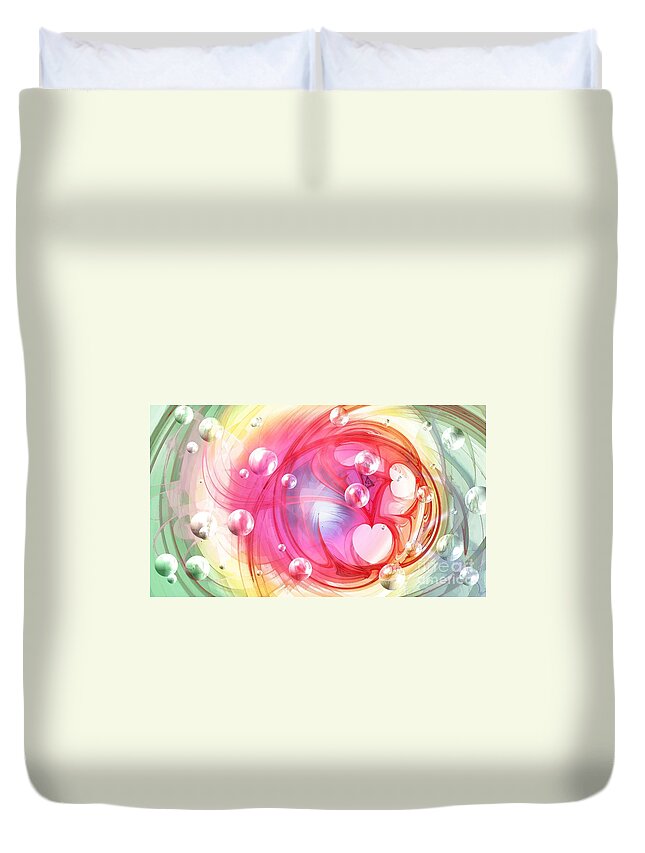Fractal Duvet Cover featuring the digital art One Love... One Heart... One Life by Peggy Hughes