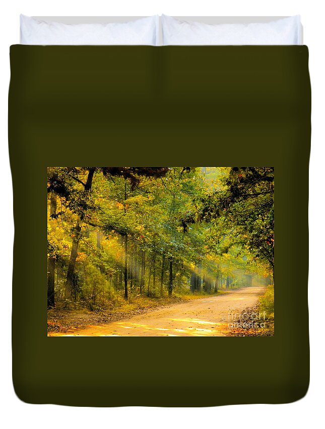 Mist Duvet Cover featuring the photograph One Misty Morning by Sharon Woerner