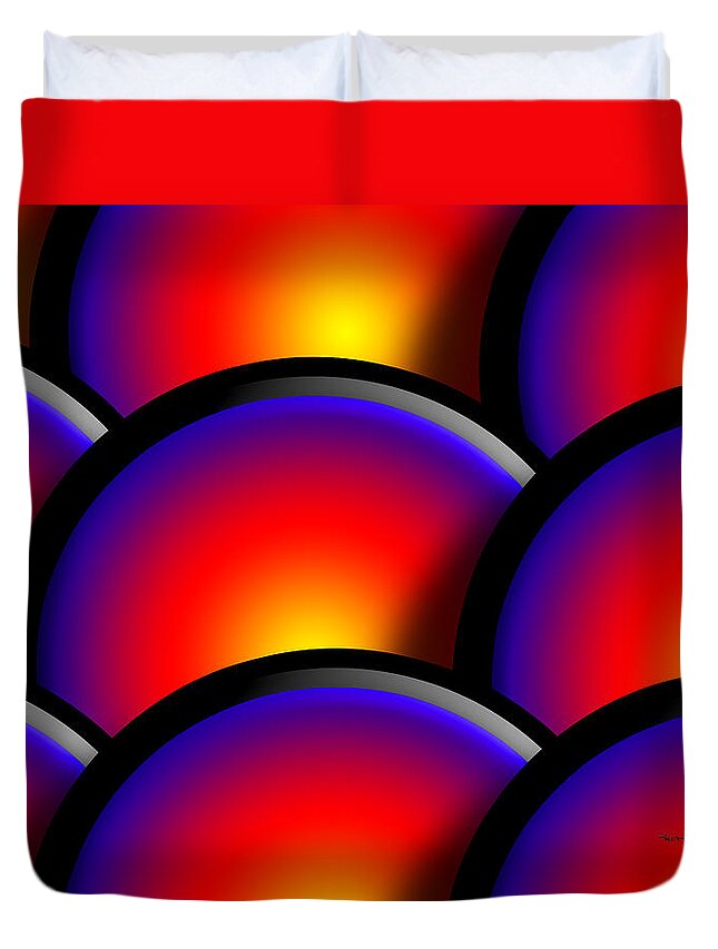 Red Duvet Cover featuring the digital art Only One- by Robert Orinski