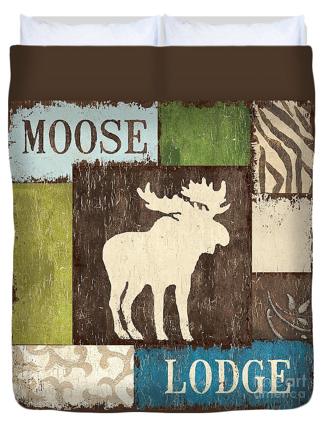 Lodge Duvet Cover featuring the painting Open Season 1 by Debbie DeWitt