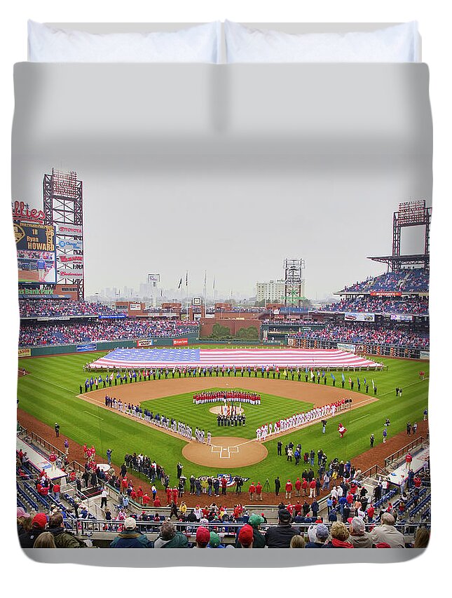 Photography Duvet Cover featuring the photograph Opening Day Ceremonies Featuring by Panoramic Images