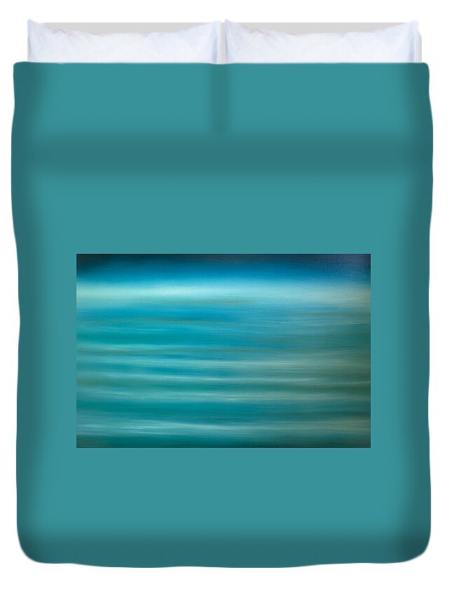 Derek Kaplan Art Duvet Cover featuring the painting Opt.54.14 Ocean In The Sky by Derek Kaplan