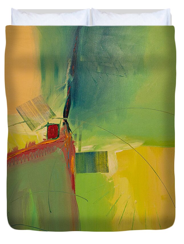 Wright Duvet Cover featuring the painting Opus 42 by Paulette B Wright