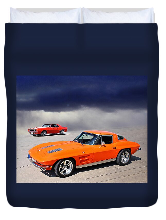 Chevrolet Duvet Cover featuring the photograph Orange Crush by Christopher McKenzie