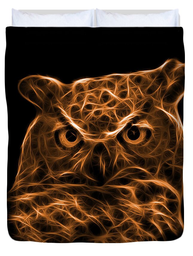 Owl Duvet Cover featuring the digital art Orange Owl 4436 - F M by James Ahn