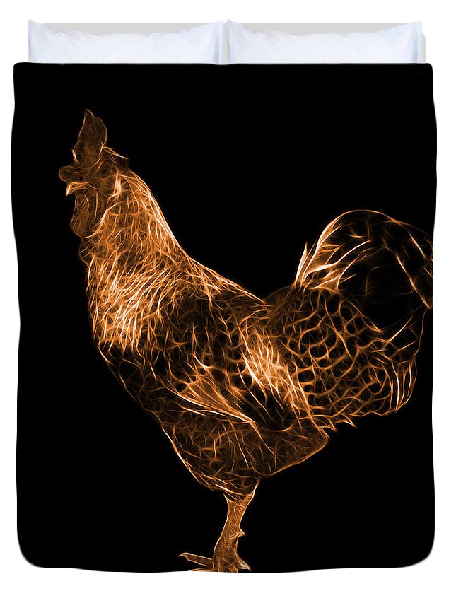 Rooster Duvet Cover featuring the digital art Orange Rooster 3186 F by James Ahn