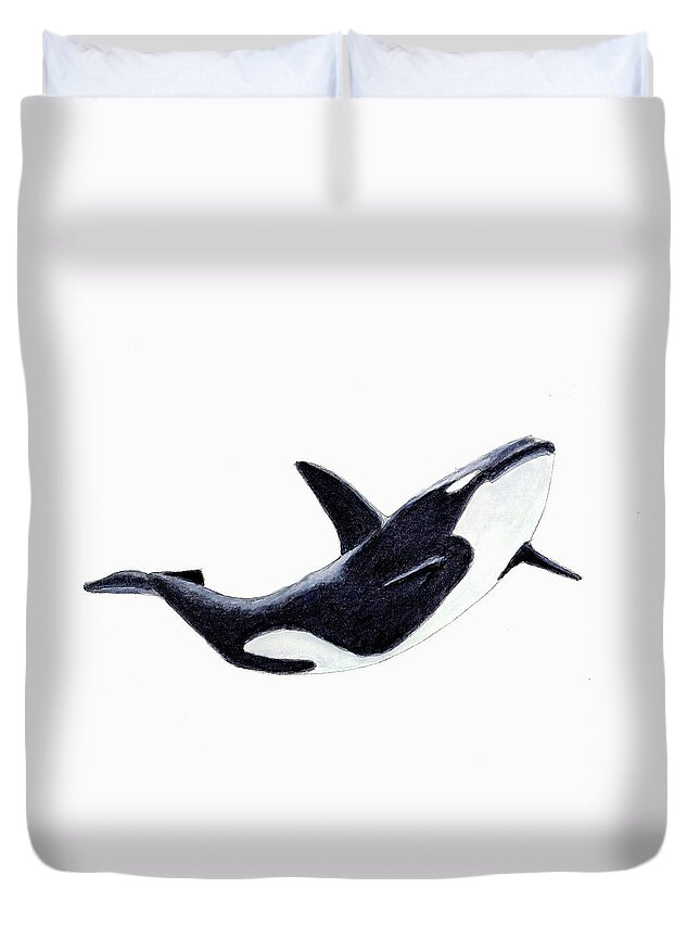 Animals Duvet Cover featuring the painting Orca - Killer Whale by Michael Vigliotti