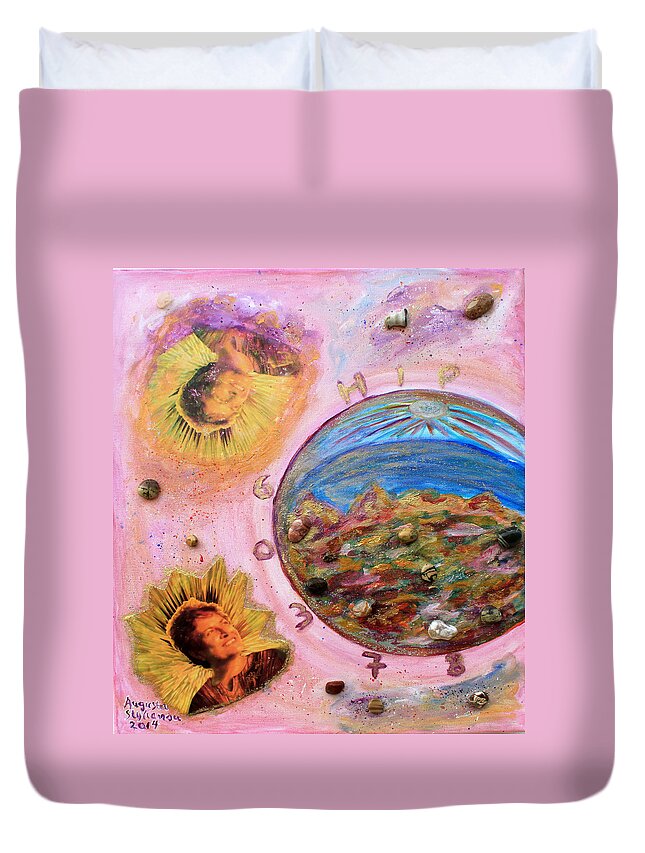 Augusta Stylianou Duvet Cover featuring the painting Order Your Birth Star by Augusta Stylianou