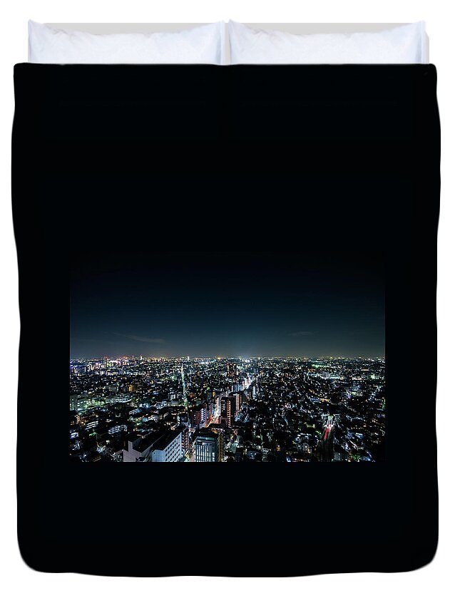 Communications Tower Duvet Cover featuring the photograph Ordinary Night View by Chikako Nobuhara