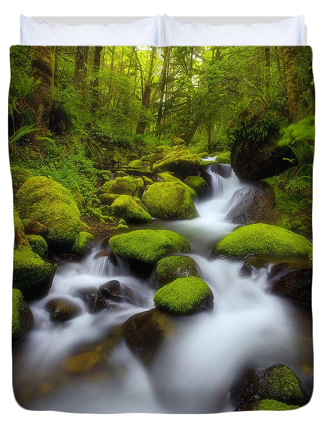 Oregon Duvet Cover featuring the photograph Oregon Mossy Dreams by Darren White