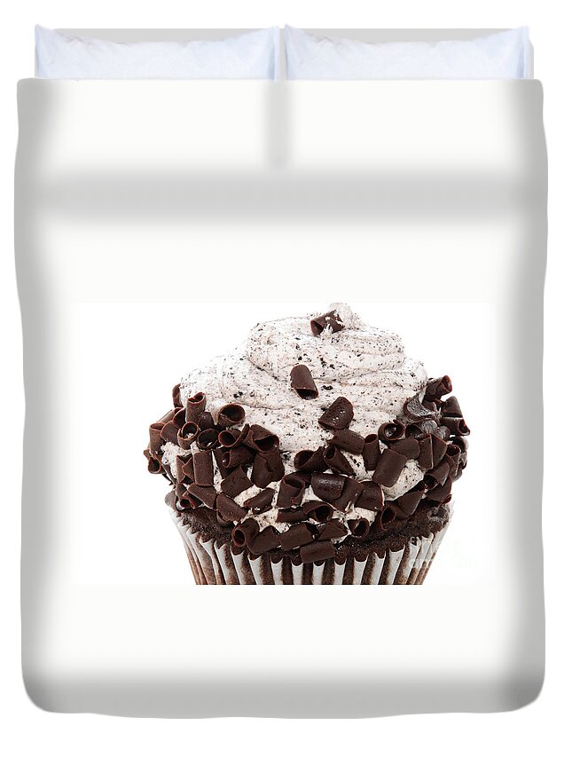 Andee Design Chocolate Duvet Cover featuring the photograph Oreo Cookie Cupcake 2 by Andee Design