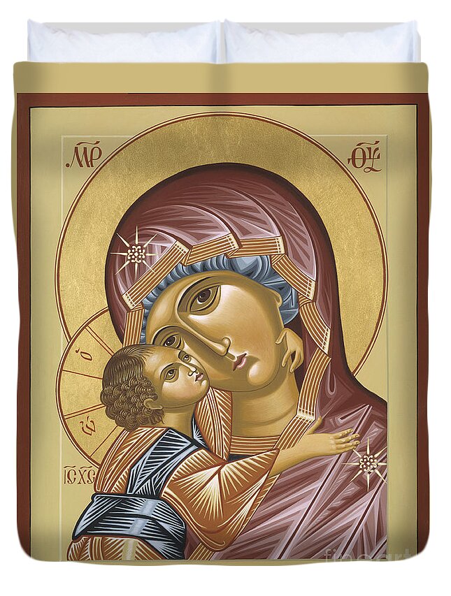 Mother Duvet Cover featuring the painting Our Lady of Grace Vladimir 002 by William Hart McNichols