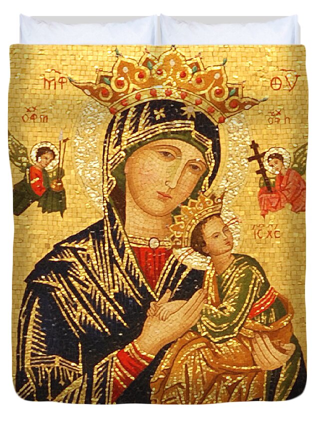 Our Lady Duvet Cover featuring the photograph Our Lady of Perpetual Help by Philip Ralley