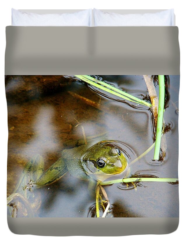Frog Duvet Cover featuring the photograph Out For Some Fresh Air... And a Snack by Zinvolle Art