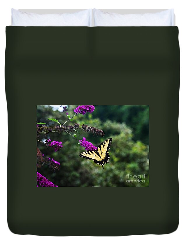 Butterfly Duvet Cover featuring the photograph Out Of Bounds by Judy Wolinsky