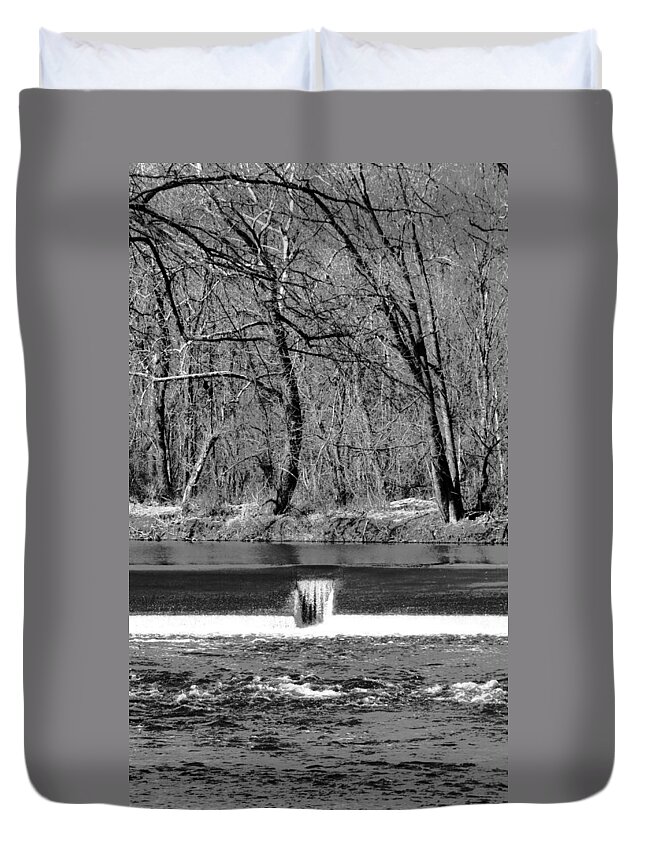 Ansel Duvet Cover featuring the photograph Out Of Place Waterfall by Art Dingo