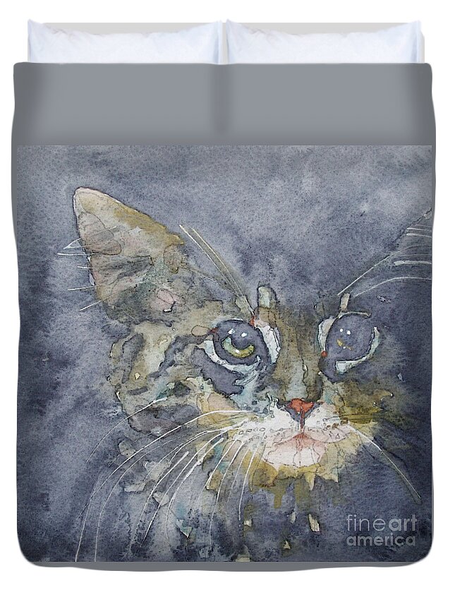 Tabby Duvet Cover featuring the painting Out The Blue You Came To Me by Paul Lovering