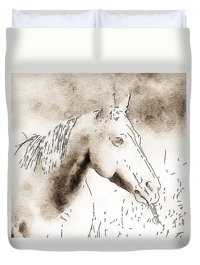 Horse Duvet Cover featuring the photograph Out To Lunch by Kerri Farley