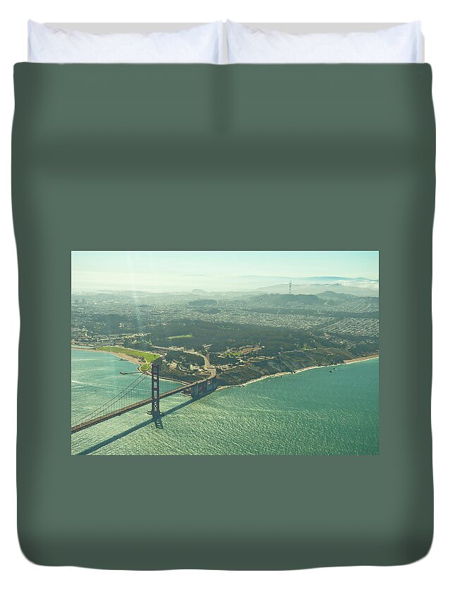 Tranquility Duvet Cover featuring the photograph Over The Golden Gate Bridge by Kooi Cia