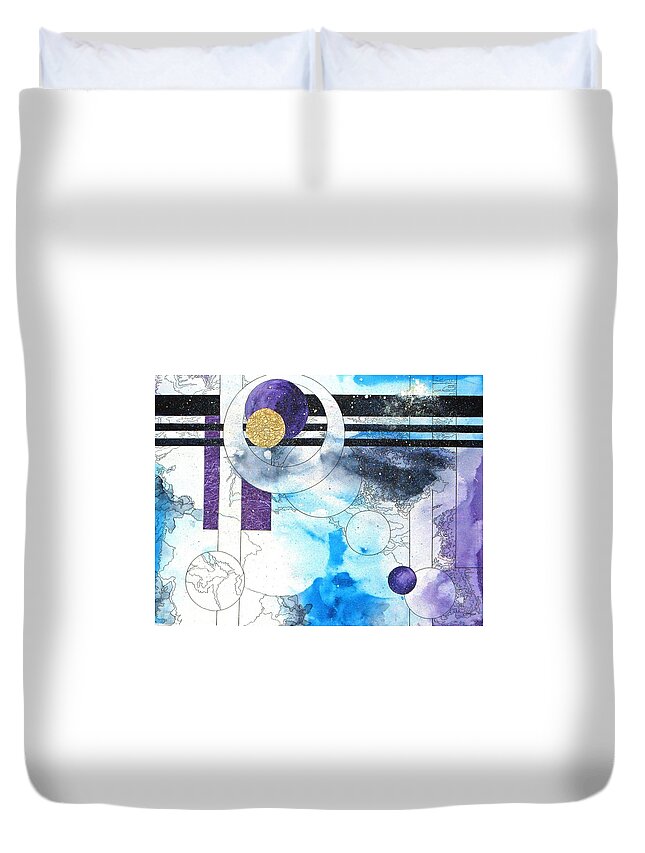 Mixed Media Duvet Cover featuring the painting Over Under Sideways Down by Louise Adams