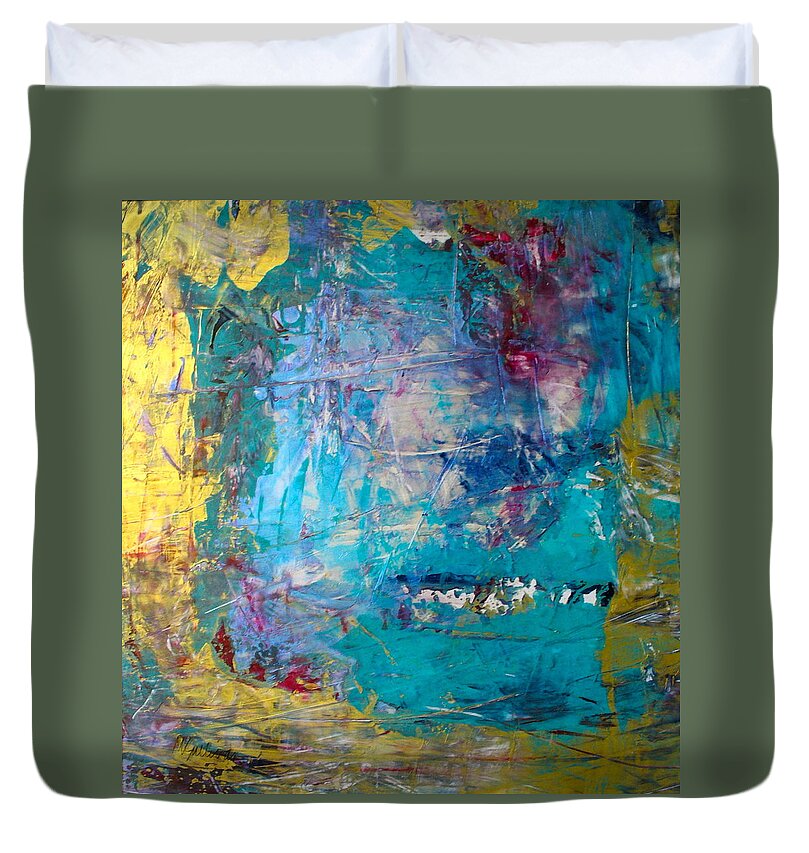 Top Duvet Cover featuring the painting Overture by Mary Sullivan