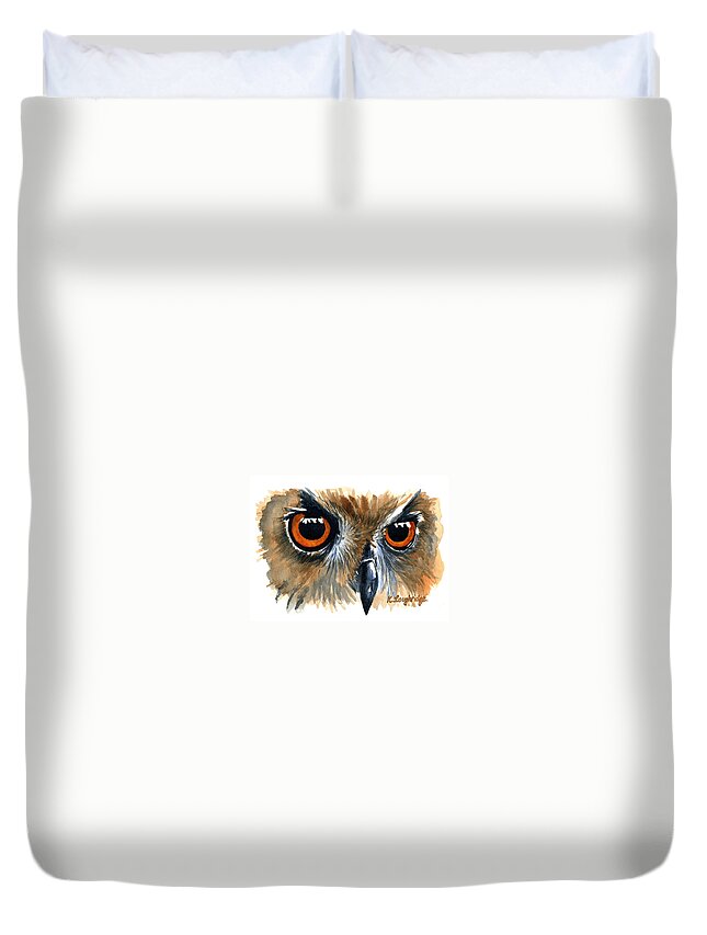 Owl Duvet Cover featuring the painting Owl by Karen Loughridge KLArt