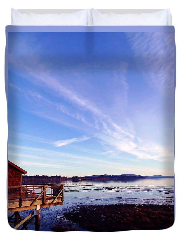Oyster Duvet Cover featuring the photograph Oyster Flats by Pamela Patch