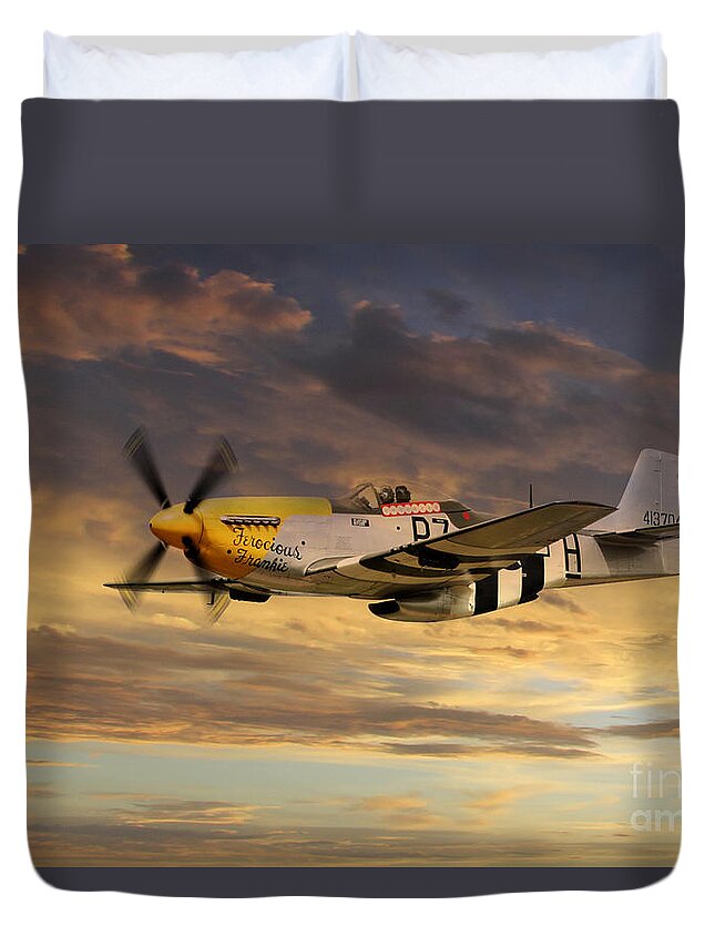 P51 Mustang Duvet Cover featuring the digital art P-51 Ferocious Frankie by Airpower Art