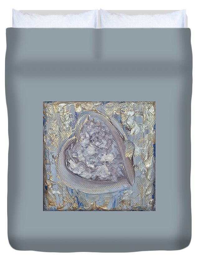 Abstract Painting Strcutured Mix Duvet Cover featuring the painting P3 by KUNST MIT HERZ Art with heart