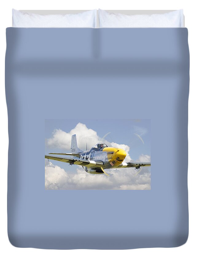 Aircraft Duvet Cover featuring the digital art P51 Ferocious Frankie by Pat Speirs
