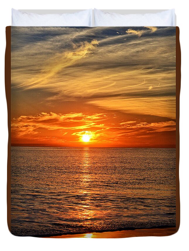 Pacific Duvet Cover featuring the photograph Pacific Ocean Sunset by Lynn Bauer