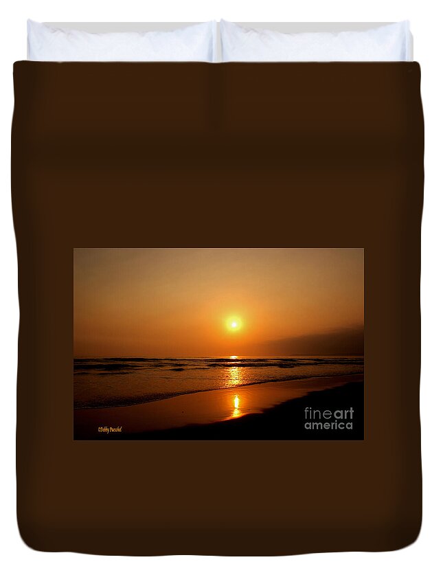 Travel Duvet Cover featuring the photograph Pacific Sunset Reflection by Debby Pueschel
