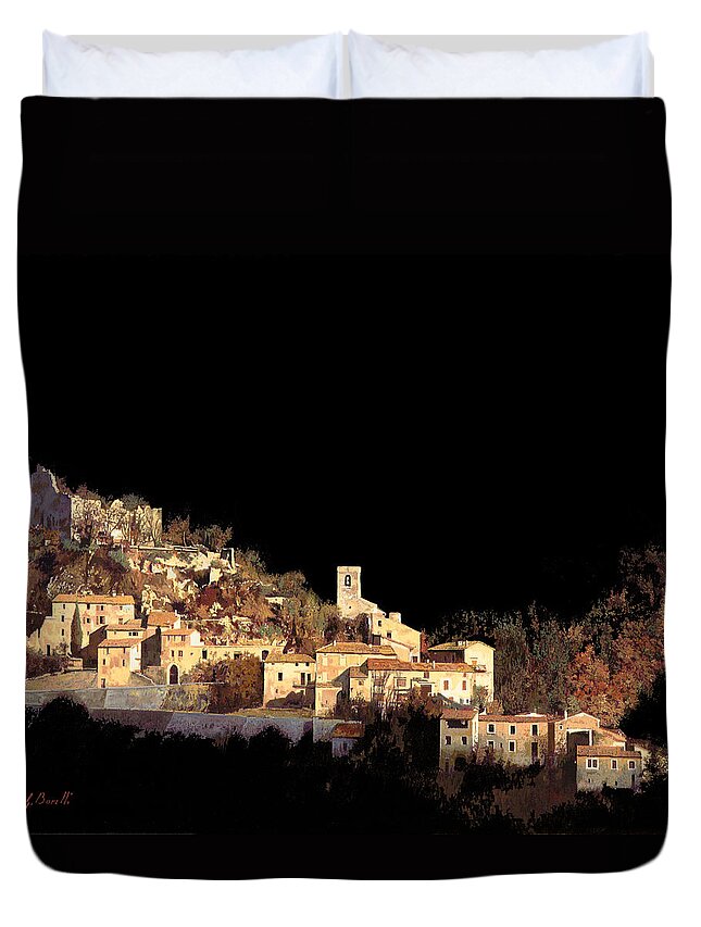Landscape Duvet Cover featuring the painting Paesaggio Scuro by Guido Borelli