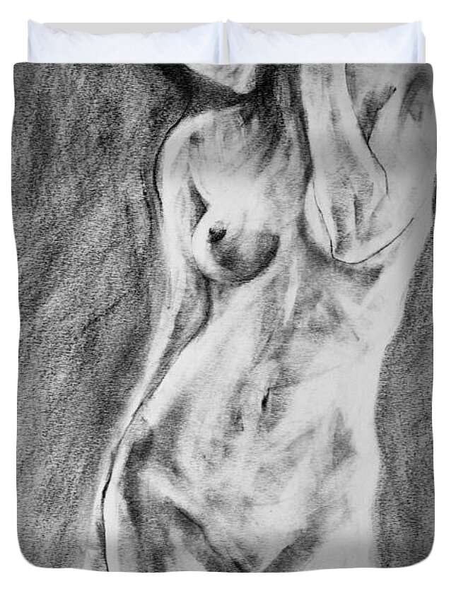 Erotic Duvet Cover featuring the drawing Page 18 by Dimitar Hristov