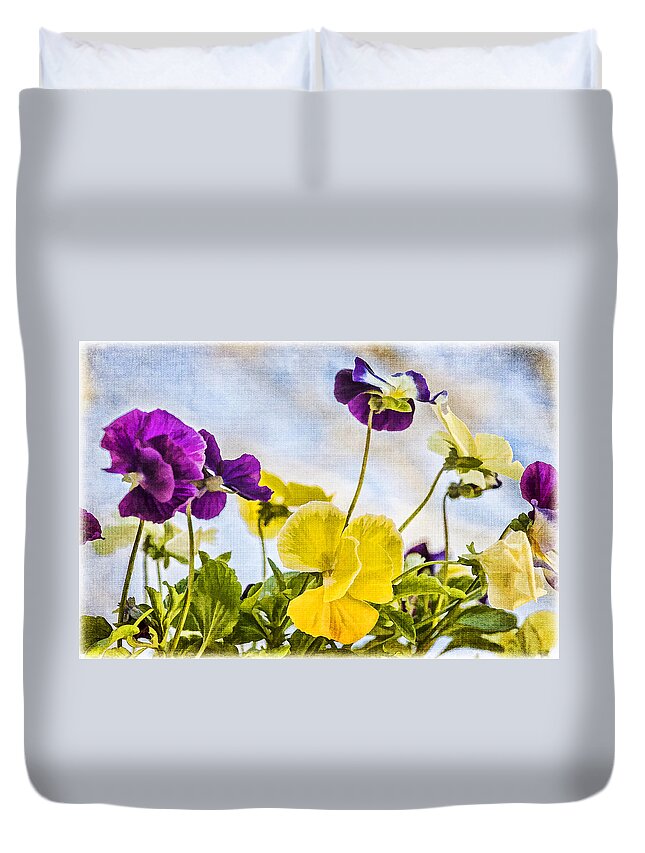 Pansies Duvet Cover featuring the photograph Painted Pansies by Cathy Kovarik