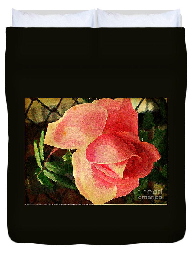 Digital Art Duvet Cover featuring the photograph Painted Rose by Judy Palkimas