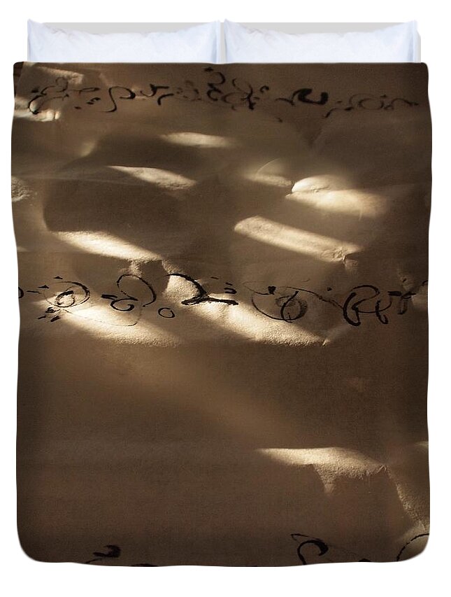 Calligraphy Duvet Cover featuring the painting Painting with Light 4 by Nancy Kane Chapman