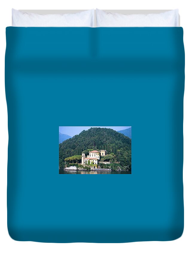 Lake Como Duvet Cover featuring the photograph Palace at Lake Como Italy by Greta Corens