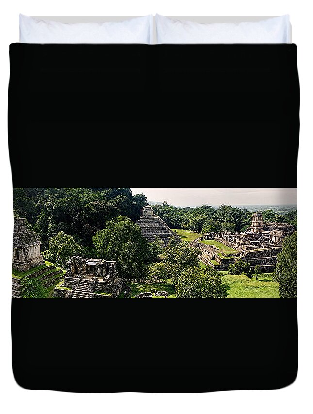 Palenque Duvet Cover featuring the photograph Palenque from the Jungle Panorama Unframed by Weston Westmoreland