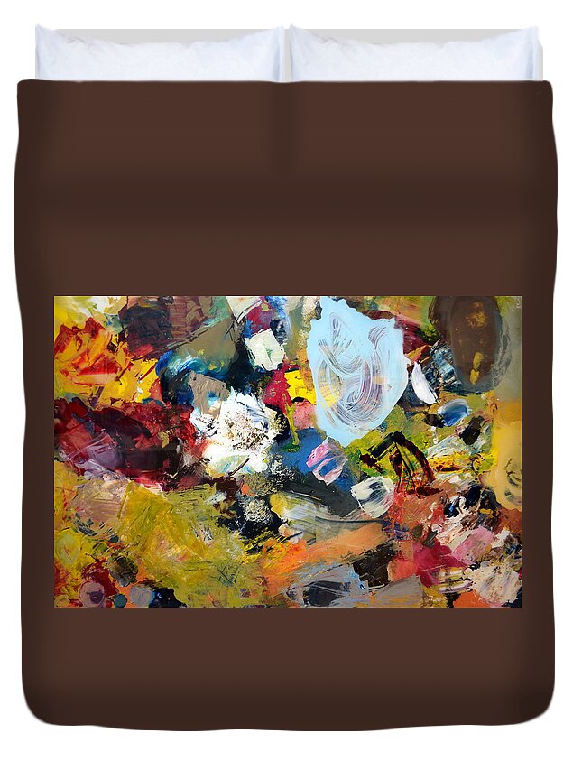 Rustic Duvet Cover featuring the painting Palette Abstract by Michelle Calkins
